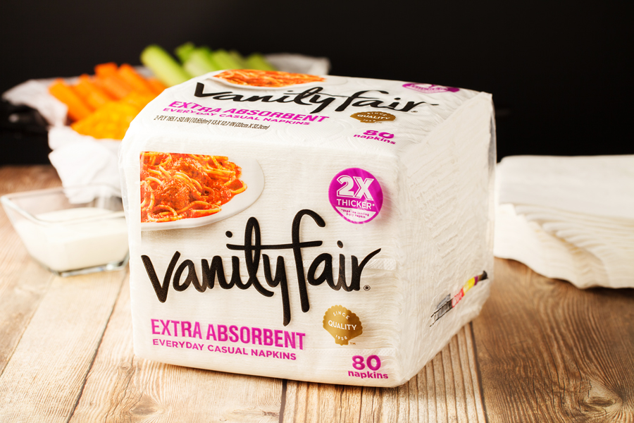 Vanity Fair® Extra Absorbent Napkins on surface.