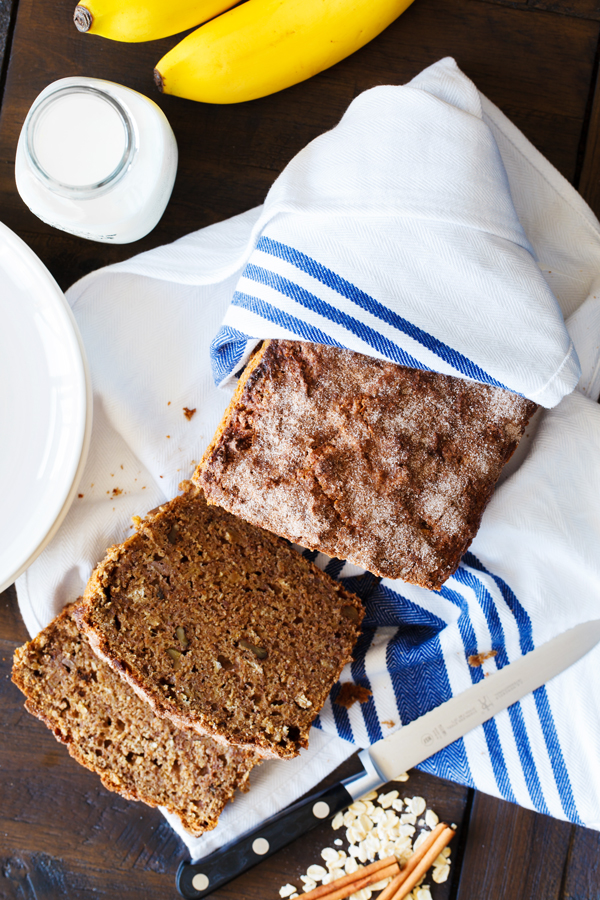 Aerial view of healthier banana bread.