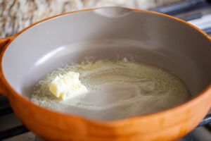 Butter melting in skillet