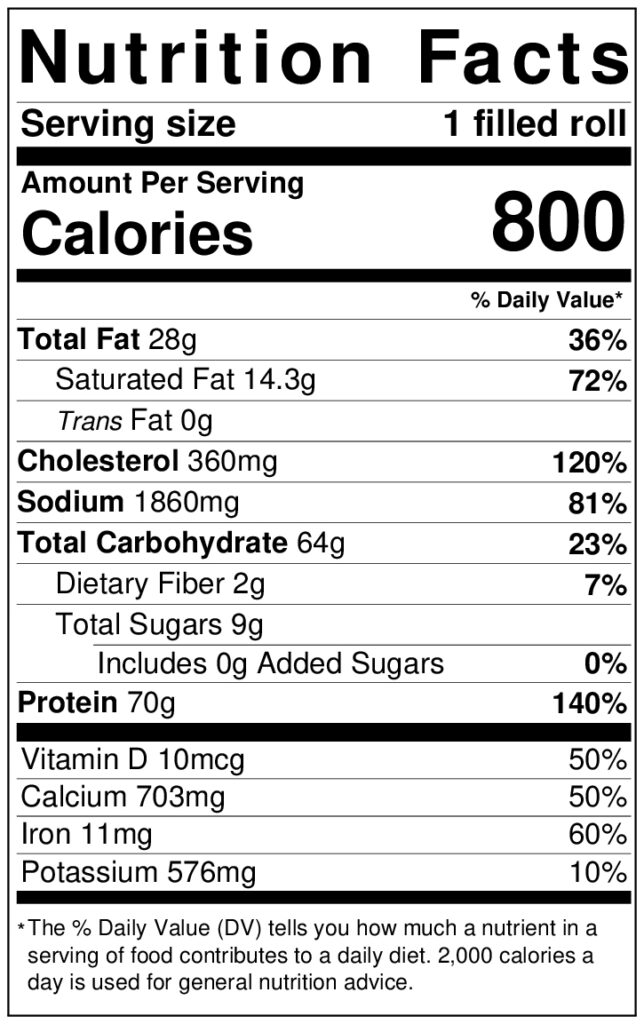 Nutrition label